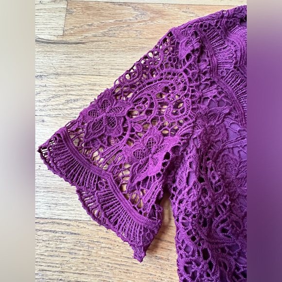 Lulus angel in disguise lace skater dress burgundy - Picture 5 of 7